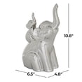 thumbnail image 4 of 5" x 11" Silver Porcelain Ceramic Elephant Sculpture, by DecMode, 4 of 9