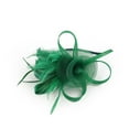 thumbnail image 2 of New mesh feather bridal headpiece retro elegant women's tea party top hat headband clip party performance headflower（Green）, 2 of 2