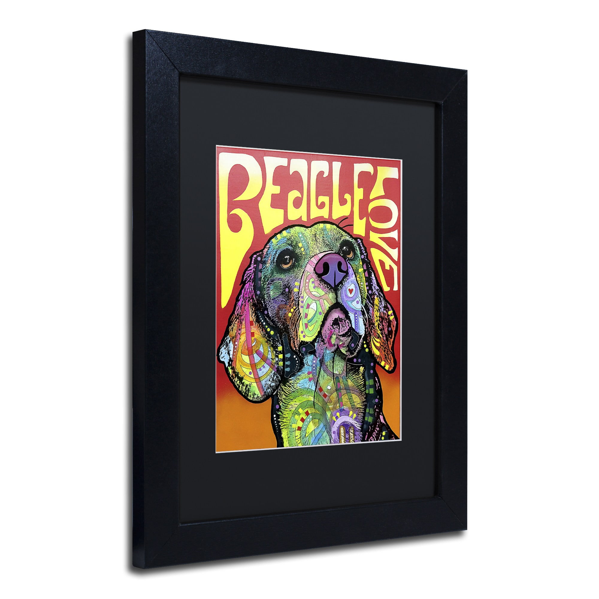 Trademark Fine Art 'Beagle Love' Canvas Art by Dean Russo, Black Matte, Black Frame