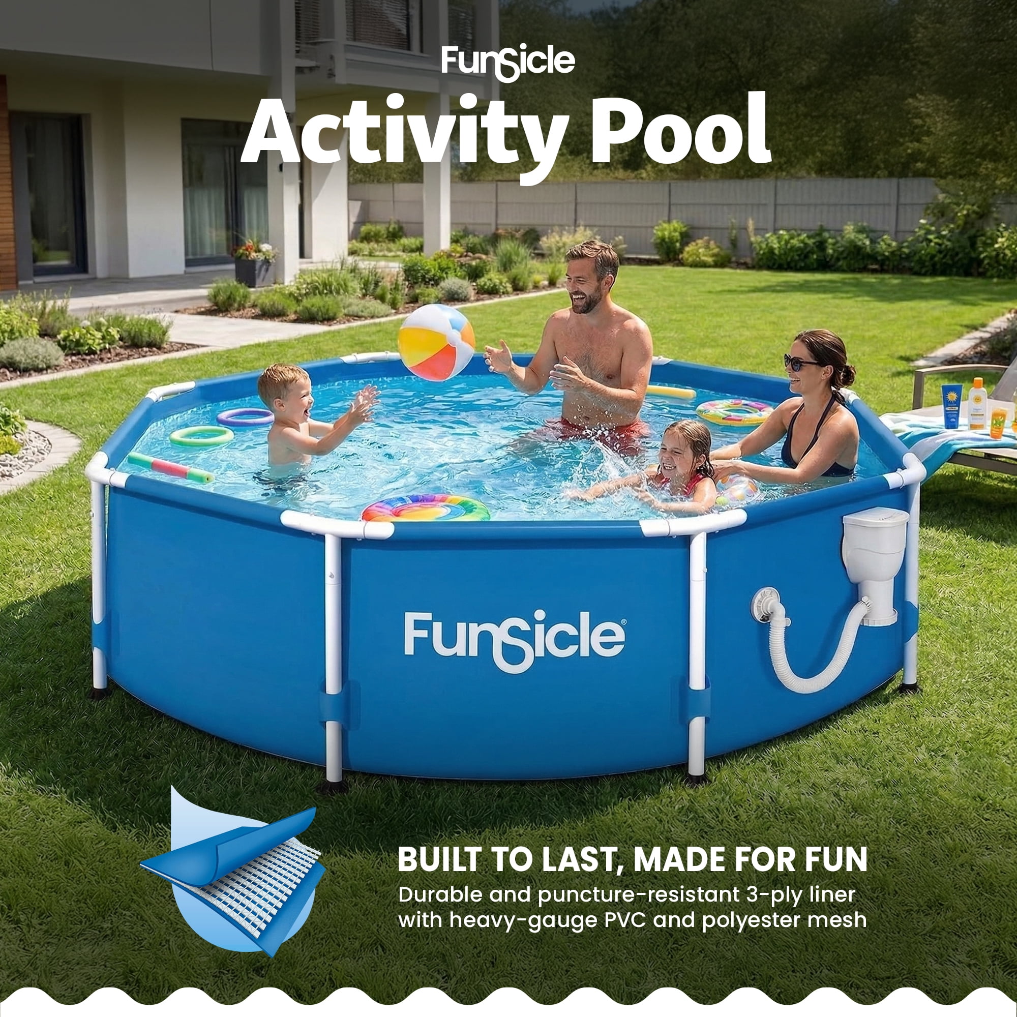 Funsicle 8'x30" Outdoor Activity Round Frame Above Ground Swimming Pool Set