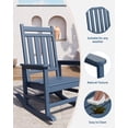 thumbnail image 4 of Adirondack Poly Lumber Rocking Chairs Outdoor Set of 4 - HDPE High Back Patio Rocker Chairs for Adults - All-Weather Resistant Garden Furniture - Navy Blue Wood Grain, 4 of 6