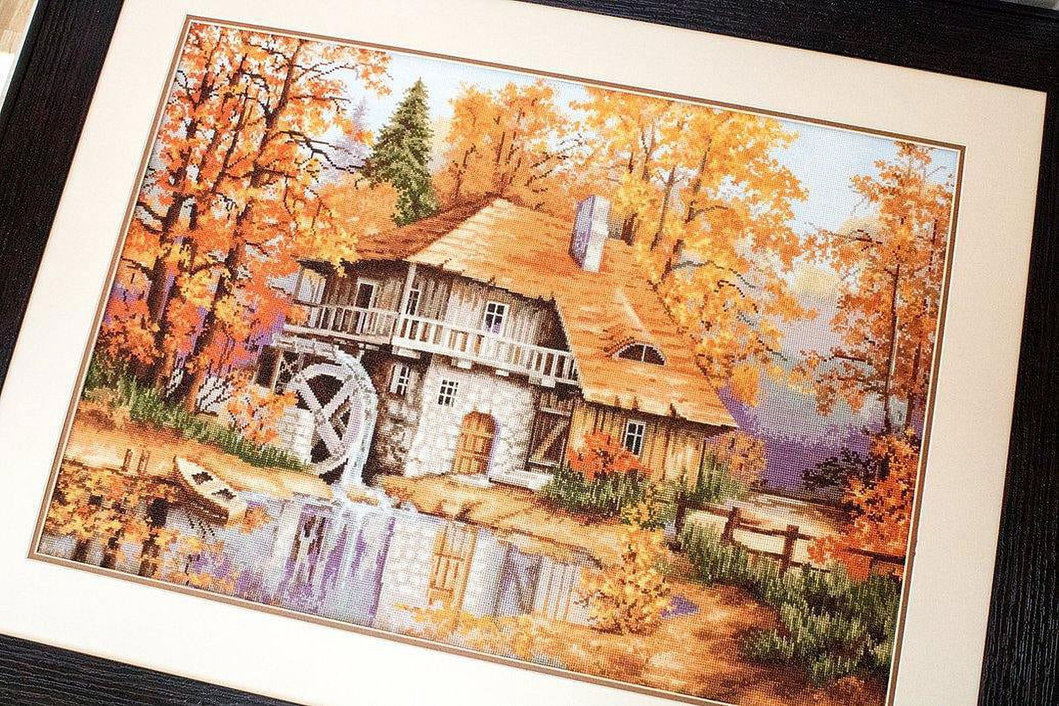 Counted Cross-Stitch Kit Autumn Landscape B481 Needlework Nature House Orange Autumn By Luca-S Canvas Cotton