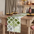 thumbnail image 2 of Sage Green Morocco 120 Inch Table Runner, Vintage Grey Shabby Chic Plaid Farmhouse Dresser Scarf Cotton & Linen Tablerunner for Dining/Kitchen Island/Holiday Party Décor 13" x 120", 2 of 9