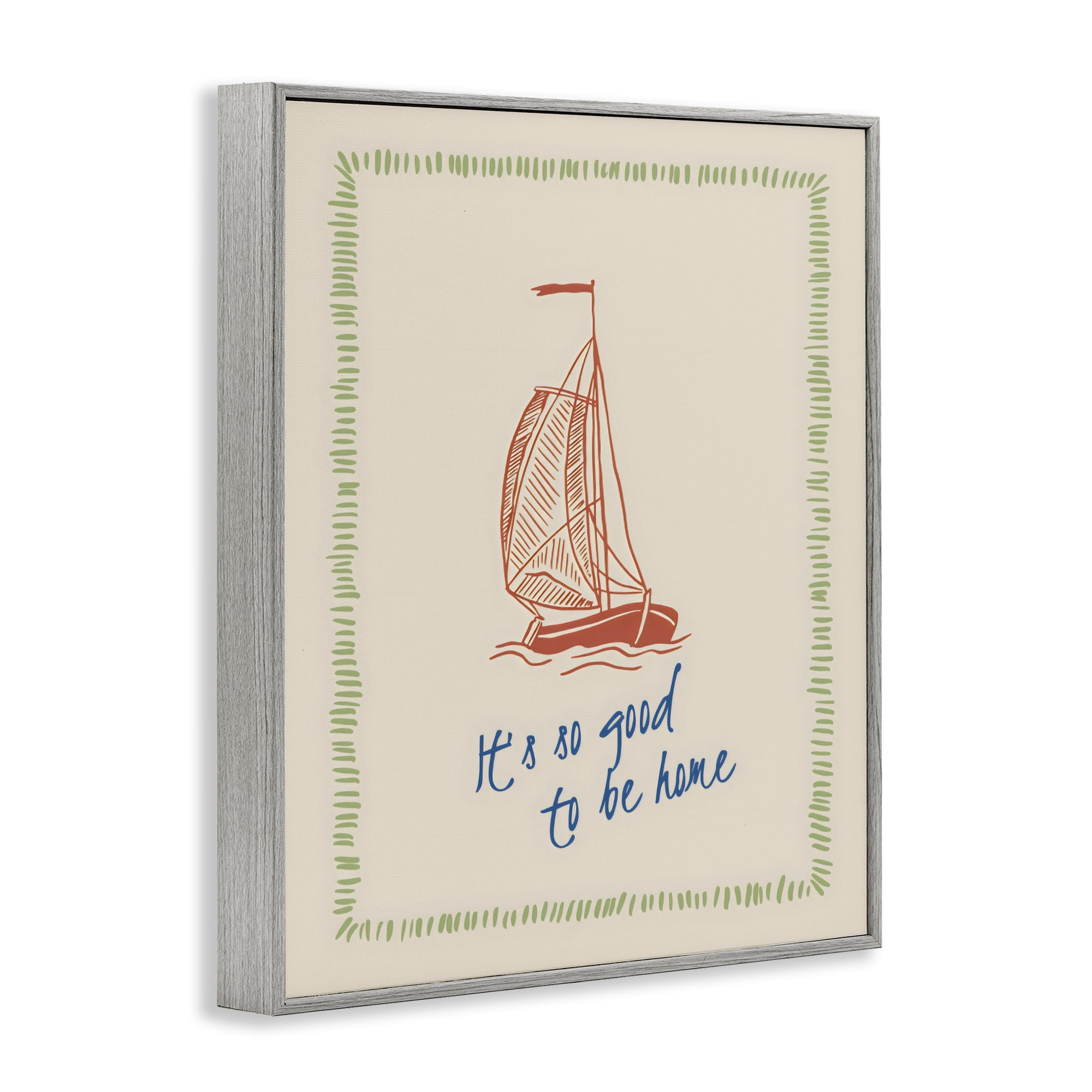Stupell Industries Good To Be Home Sailboat Gray Framed Giclee Art, design by The Prints Vibe