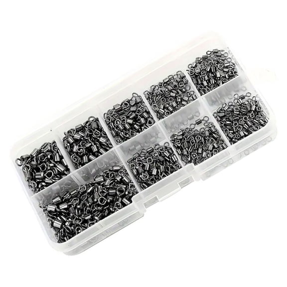 CEORPER 210pcs Stainless Steel Fishing Swivels Assortment 5 Size High Strengths Fishing Swivels for Casting Reels