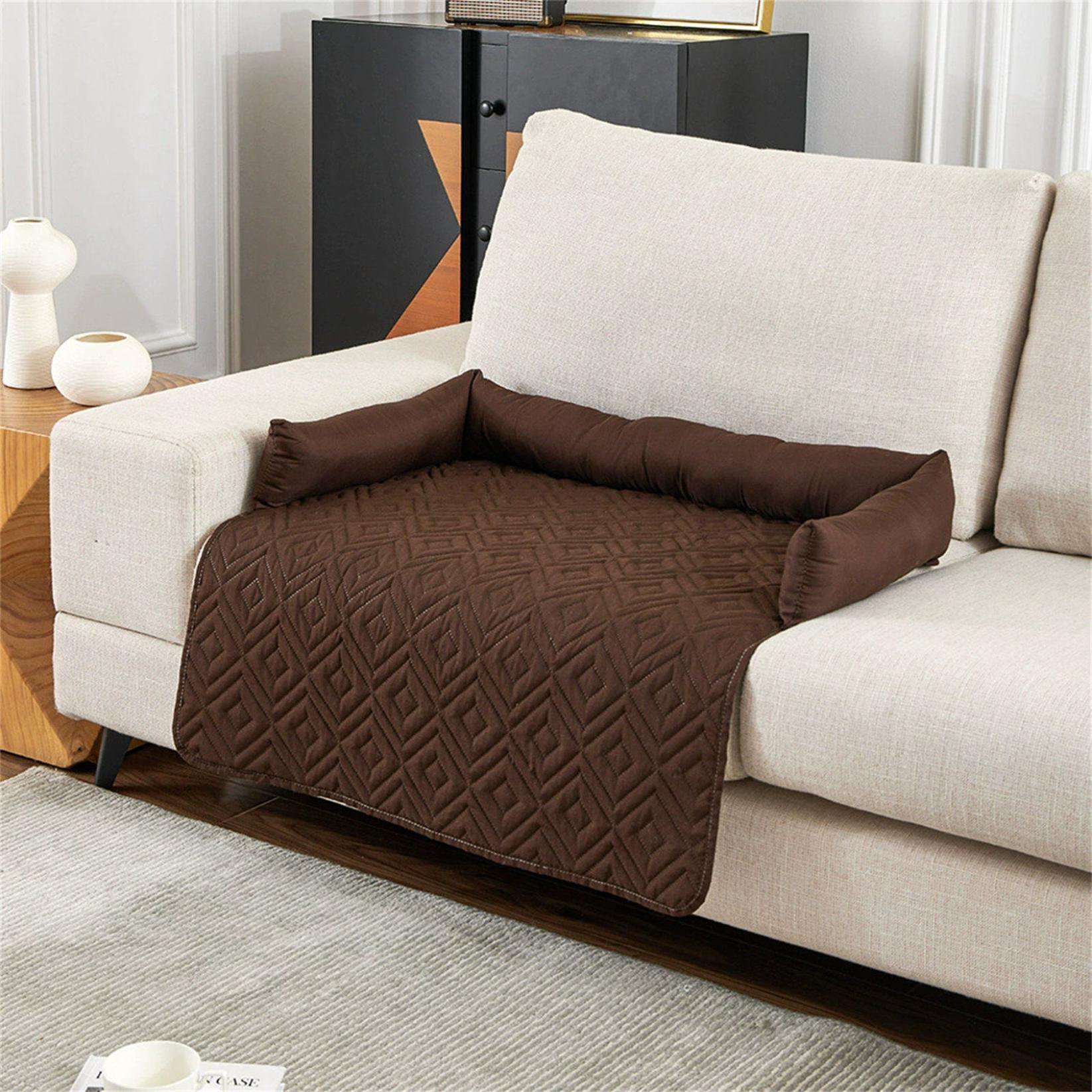 Couch Cover Cooling Dog Bed Dog Sofa Waterproof Couch Cover for Dogs Washable Non-Slip Bottom Self Cooling Mat for Dogs Durable & Non-Gel Dog Couch Bed(Brown 30*30in)from ANMUYUM