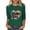 #0117-Army Green, variant on Womens Tops 3/4 Sleeve Crewneck Game Day Football Heart Print Game Days Tailgates Outdoor Parties Tees Blouses Pullovers Gift