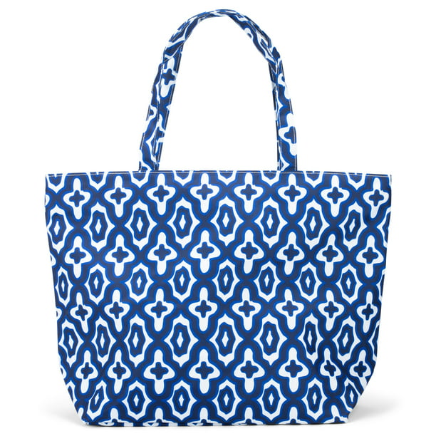 Viv & Lou Navy Blue Mosaic 19.5 x 16 Polyester Travel Tote Bag ...