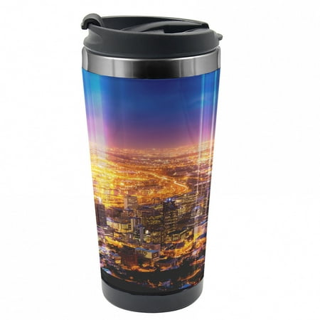 

City Travel Mug Cape Town Panorama Africa Steel Thermal Cup 16 oz by Ambesonne