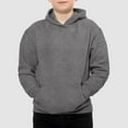 thumbnail image 4 of Zylarhe Boys Girls Sweatshirts Boys Fashion Winter Comfort Hooded Top Long Sleeve Solid Color Sweatshirt Outerwear Garment for Fall Season 11-12 Years Grey, 4 of 7