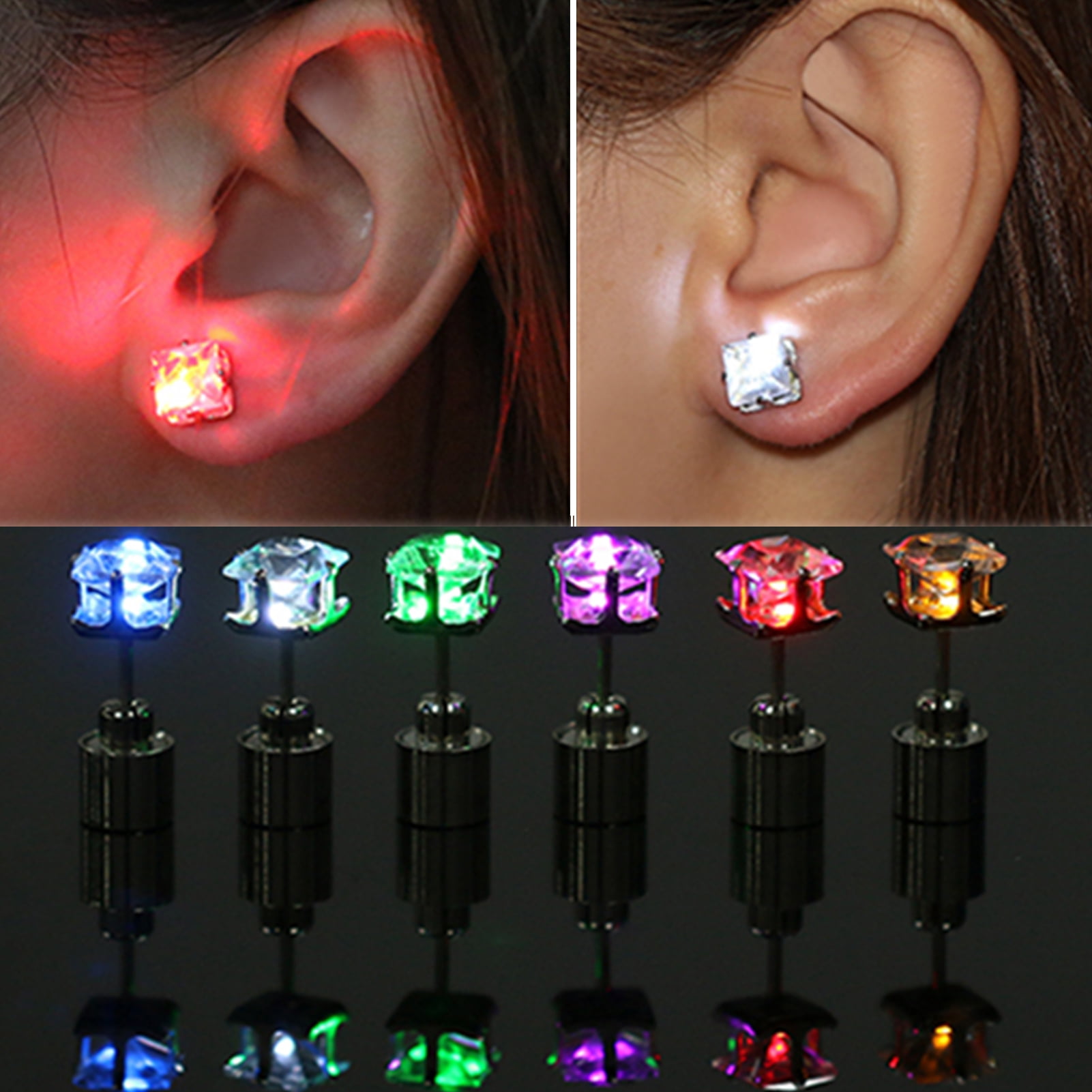 US SELLER 1 Pair LED Light Earrings Fashion Studs Dance Party Jewelry Accessory 