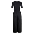 thumbnail image 4 of SMihono Pantalon en Lin Women Mode Grande Taille Décontractée Women Été Décontractée Col Rond Manches Courtes Décontractée Combinaison Solide Rétro Pantalon à Jambes Larges Women, jusqu'à 65% de Réduction!, 4 of 6