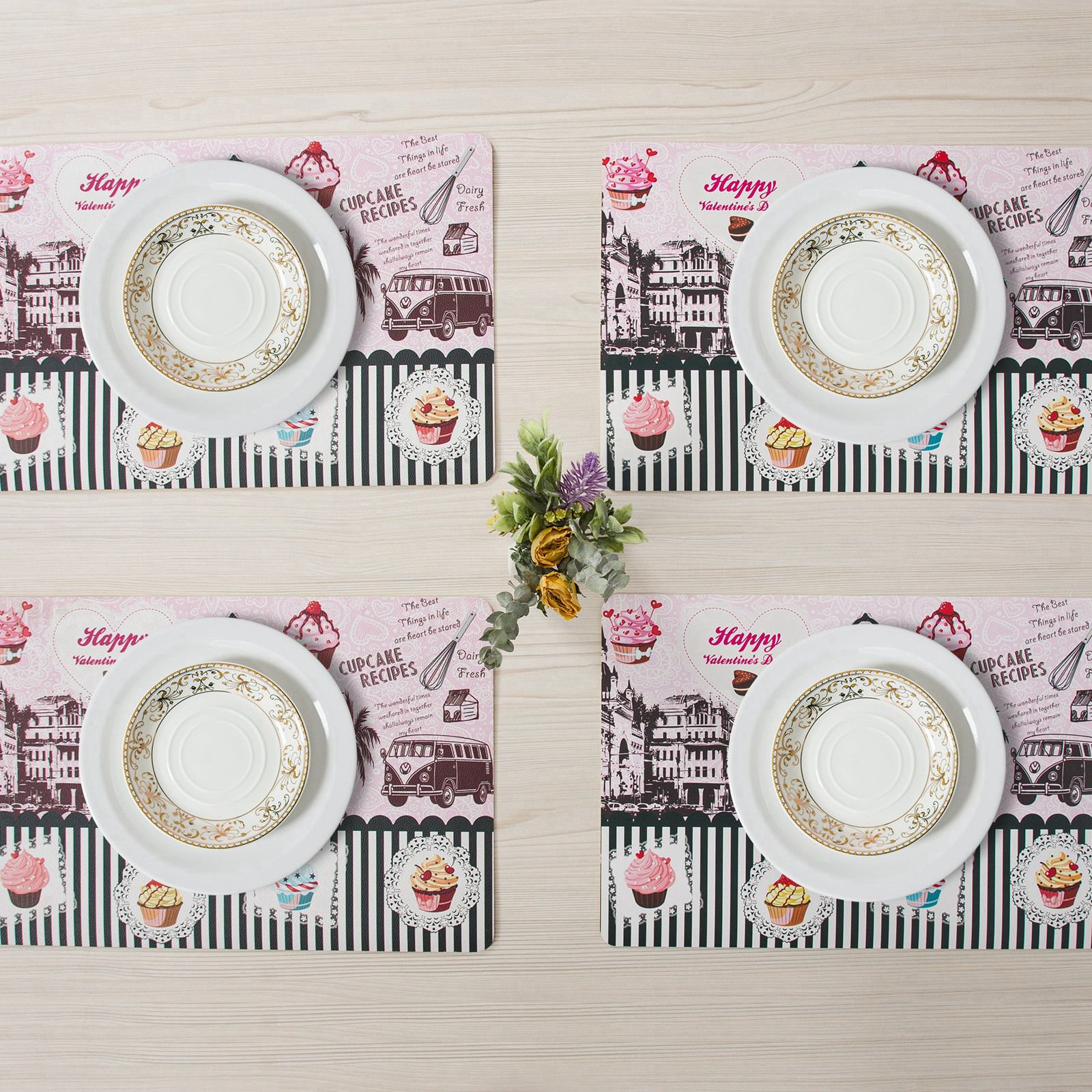 RAY STAR Placemats Set of 4, Vinyl Washable Wipeable Place Mats-12inx18in, Heat Resistant Waterproof Place Mat