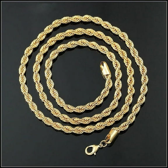 YTTAL Gold Chain For Men 14K Gold Rope Chain 5MM 24" Unisex Gold Plated Necklace