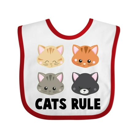 

Inktastic Cats Rule with Cat Heads Gift Baby Boy or Baby Girl Bib