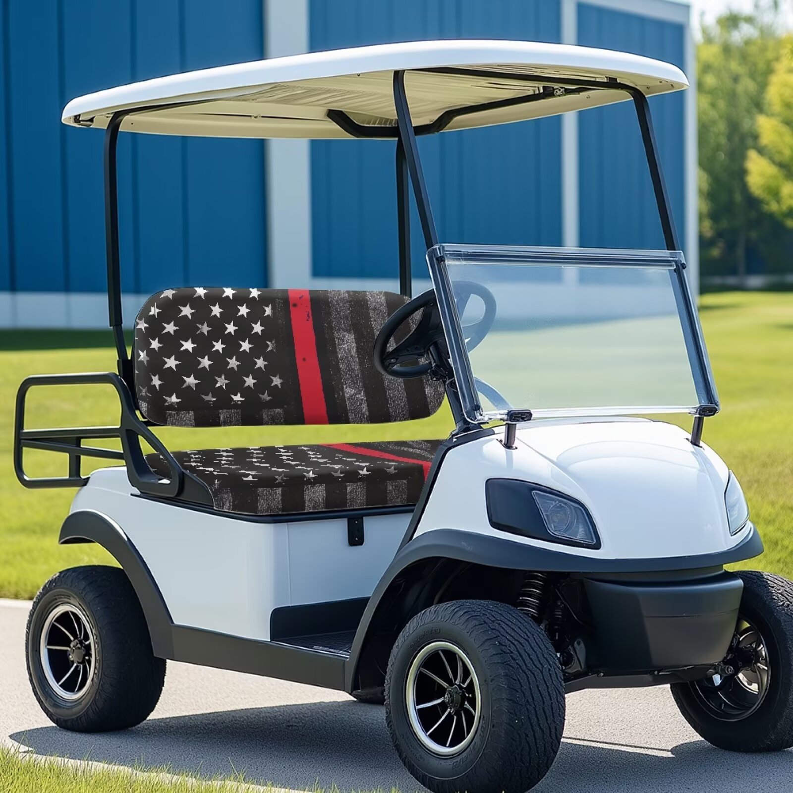 Pzuqiu Golf Cart Seat Covers Golf Cart Front Seat Covers American Firefighter Flag Elastic Portable Easy to Install Golf Blanket Suitable for All Seasons
