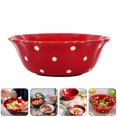 thumbnail image 3 of HLONK 1Pc Exquisite Dot Pattern Salad Bowl Ceramic Fruit Soup Rice Noodle Bowl (Red), 3 of 6