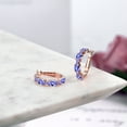thumbnail image 4 of Gem Stone King 3.84 Ct Oval Blue Tanzanite 18K Rose Gold Plated Silver Hoop Earrings, 4 of 4