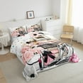 thumbnail image 3 of Manfei Cosmetics Perfume 3pcs King Size Comforter Sets,High Heels Bedding Comforter Set,Polka Dots Bedding Set,Ultra Soft Flower Bedroom Decoration,Reversible, 3 of 8