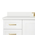 thumbnail image 4 of ARIEL 61" White Bathroom Vanity 1.5" Edge Pure White Quartz Countertop & Splash, Rectangular Sink, 2 Soft Closing Doors, 9 Full Extension Dovetail Drawers, Satin Brass, 4 of 9
