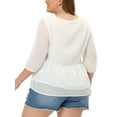 thumbnail image 3 of Agnes Orinda Women's Plus Size Fall Chiffon Babydoll Long Sleeve Swiss Dots Blouses 3X White, 3 of 6