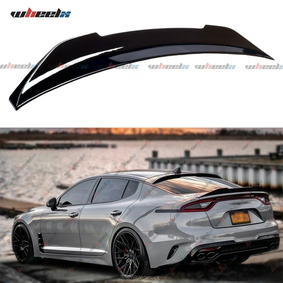 Rear Spoiler Compatible with 2018-2024 Kia Stinger, PSM Style Trunk Exterior Duckbill High Kick Tail Deck Lid Wing Lip Splitter 2018 2019 2020 2021 2022 2023 2024 (Glossy Black)