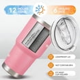 thumbnail image 3 of 30oz Tumbler Stainless Steel Vacuum Insulated Water Coffee Tumbler Cup Double Wall Powder Coated Spill-Proof Travel Mug Thermal Cup for Home Outdoor Pink, 3 of 6