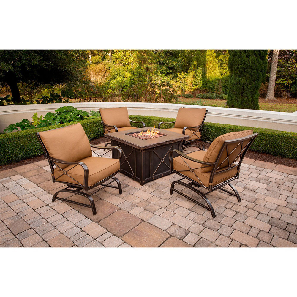 Hanover Outdoor Stone Harbor 5-Piece Fire Pit Lounge Set, Desert Sunset - image 2 of 8