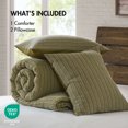 thumbnail image 2 of Green King/Cal King Waffle Comforter Set 3-Piece, 100% Cotton Washed Bedding with Oversized Design, 2 of 21
