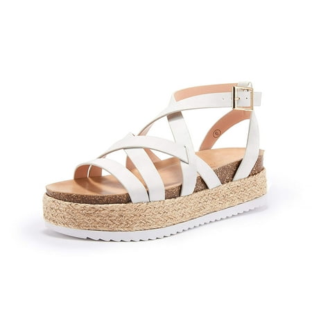 

Saodimallsu Women Wedge Espadrilles Platform Cross Strap Ankle Buckle Open Toe Slingback Summer Sandals