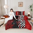 thumbnail image 4 of Homewish Leopard Print Bedding Comforter Set, Red Princess Bow Twin Comforter Sets, 2pcs, 4 of 8