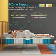 Queen Mattress, Serweet 10 inch Hybrid Mattress Queen with Fiberglass Free, Memory Foam, Breathable Euro Pillow Top Mattress for Cooler Sleep Supportive & Pressure Relief, Medium Firm