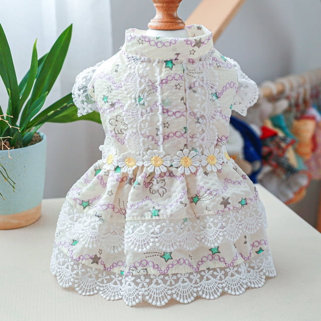 Xiao Hua Vestido para cachorro, bonito vestido de princesa para gato, falda para perritas pequeñas (A47, L)