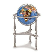 Marine Blue Gemstone Globe 17-inch Ambassador Silver Stand