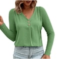 thumbnail image 2 of Royisotas Blouses for Women Casual Pullover Shirts Long Sleeve Green Comfy Juniors Shirt Crew Neck, 2 of 6