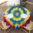 thumbnail image 3 of Colorful Rainbow Tie Dye Spiral Pattern Round Tablecloth 60"x60",Wrinkle Wipeable Table Cloth for Kitchen Dining Room Picnic Patio Party, 3 of 6