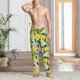 thumbnail image 2 of Fotbe Lemon Seamless Pattern Oil Painting Effect Pantalones de Pijama para Hombre, Pantalones de Dormir, Pantalones de Casa con Cintura Ajustable y Bolsillos-X-Large, 2 of 6