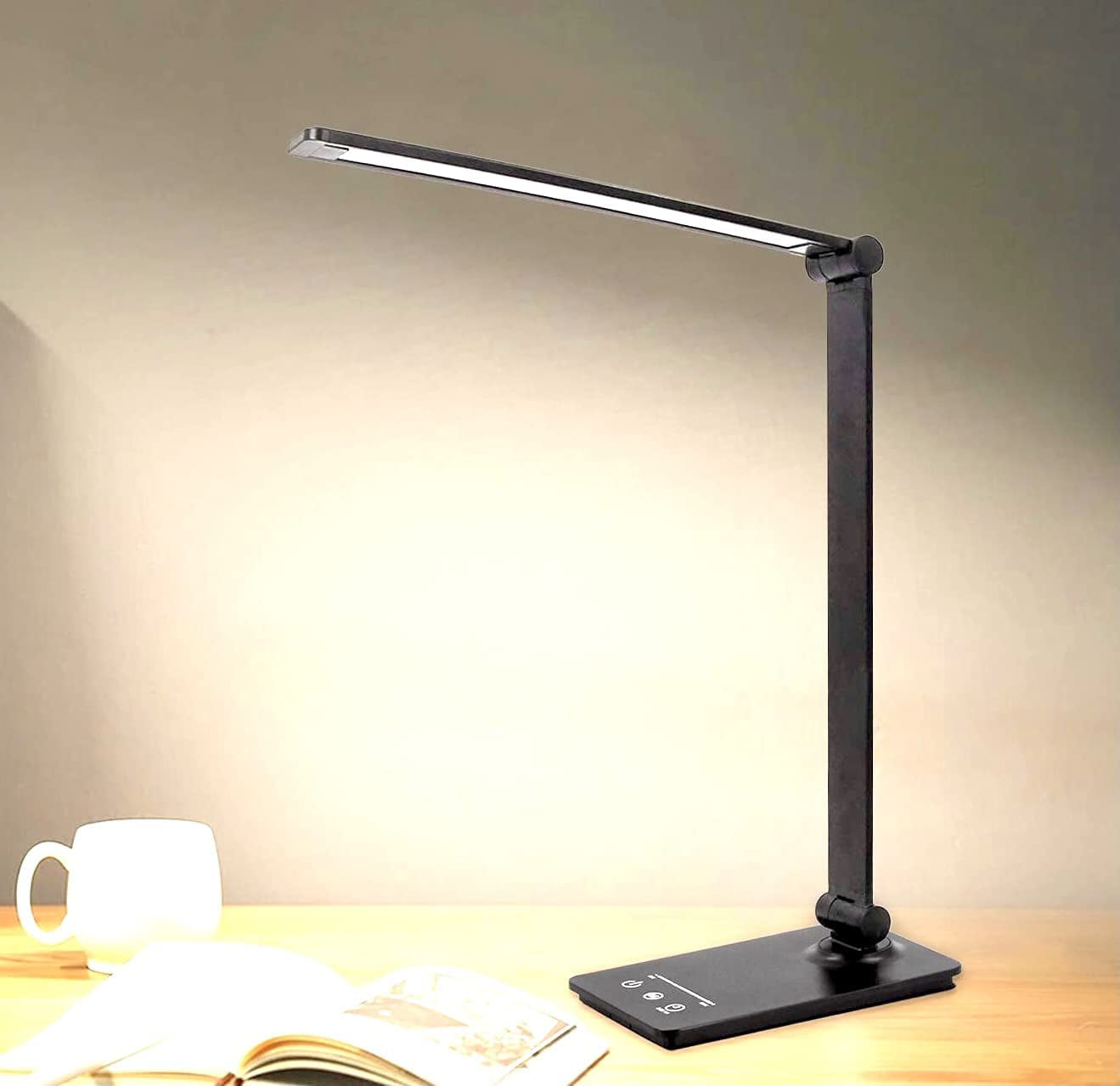 Desk Lamp,LED Eye-Caring Desk Lamp Dimmable Office Lamp with Levels x 3 Color Modes USB Charging Port Table Lamp for Bedroom,Office,Reading,Study