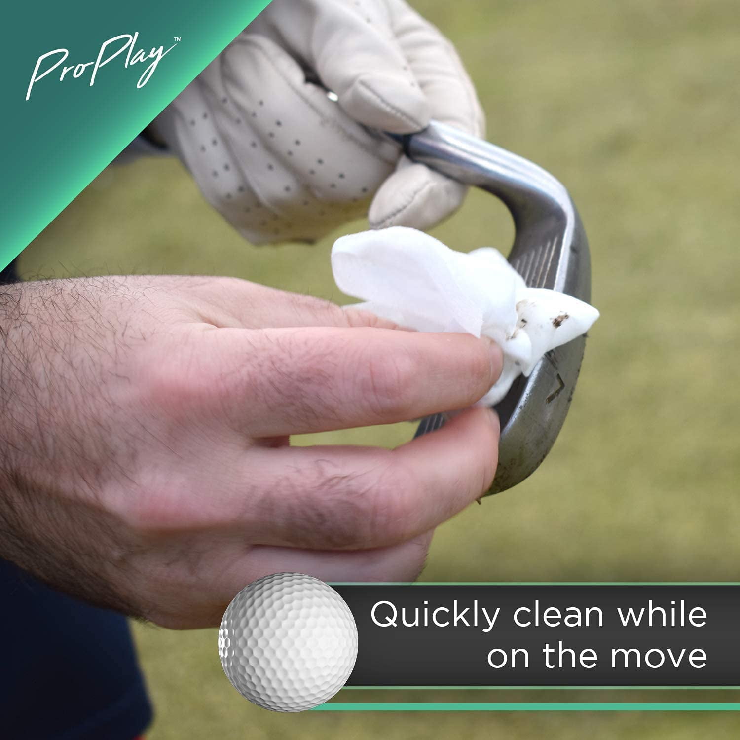 ProPlay Golf Cleaner Wipes, Club & Ball Cleaning Wipes, Unscented, Dirt & Grass Remover, 24 Packs of 18