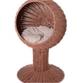 thumbnail image 7 of JERFIT Rattan Cat Bed Hanging Egg Chair Pod with Cushion, 360° Rotatable Elevated Cat House, Boho Pet Bed with Mat Grass for Indoor Cats, Brown, 7 of 7