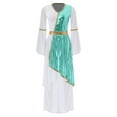 thumbnail image 3 of iiniim Women Party Toga Costume Roman Toga Halloween Ancient Metallic Shiny Overlay Dress Sky Blue XL, 3 of 7