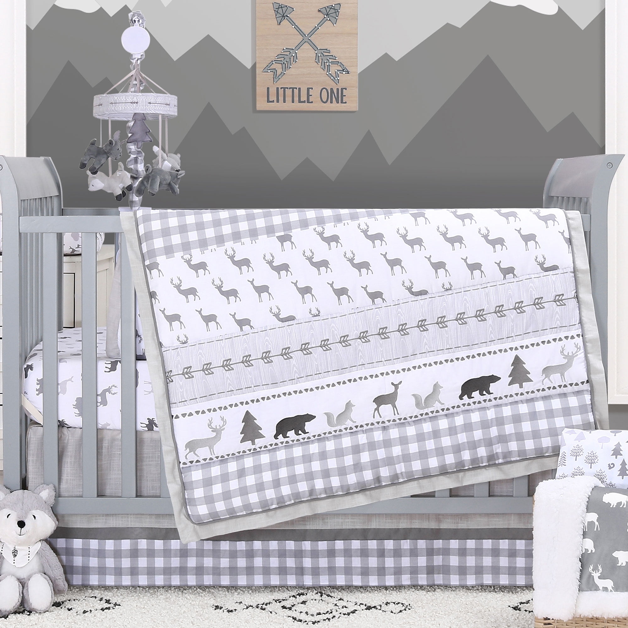 grey woodland bedding