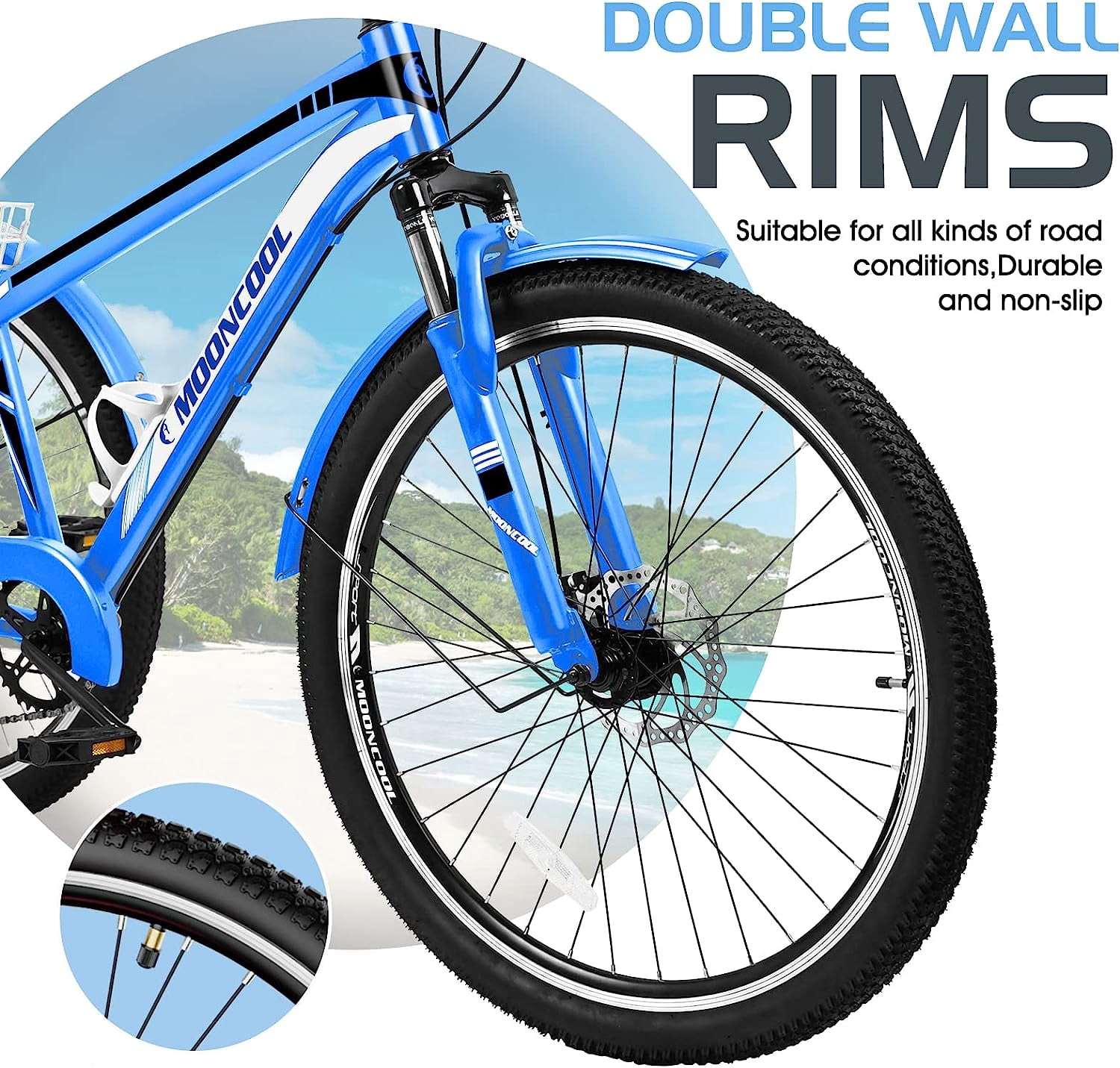 FICISOG 27.5"Adult Mountain Tricycle, 3 Wheeled 7-Speed Mountain Tricycle Cruiser Bike with Cargo Basket, Unisex