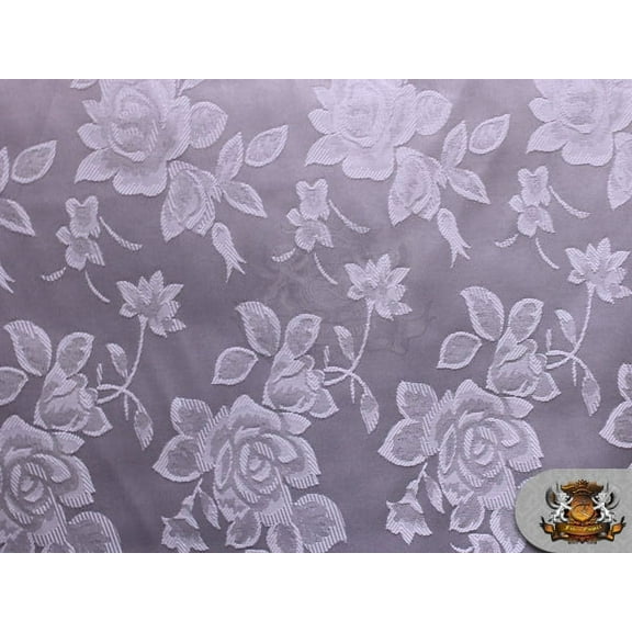 Satin Floral Jacquard Fabric LILAC / 58" Wide / Sold by the yard