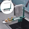 thumbnail image 3 of Fregadero telescópico moderno Soporte para estante Cesta Organizador de almacenamiento Estante extensible Jabón Drenaje Toalla Colgador Esponja Paños Verde Baoblaze Bastidor de fregadero telescópico, 3 of 8