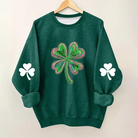 hengsof Kids St Patricks Day Fleece Pullover, Print Casual Long Sleeve Round Neck Sweatshirt for Holiday, Children Ages 1 to 13 Years, Cozy Top
