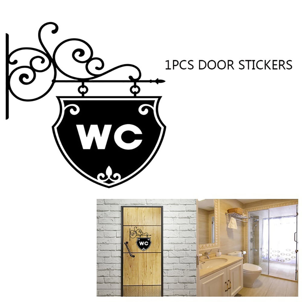 1Pcs Toilet Door Sign Sticker Door Decal Bathroom Door Decoration