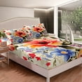 thumbnail image 3 of YST Chic Fleurs Ensemble de Draps Très Grand Bleu Rouge Floraux Ensemble de Draps Thème Plantes Ensemble de Lit, Filles Femmes Drap Plat Fleurs Rétro Ensemble de Literie Décoration de Chambre, Léger 4 Pcs, 3 of 5