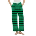 thumbnail image 2 of ylioge Womens Fleece Pajama Pants with Pockets and Drawstring Elastic Waist Casual Stripe Printed Straight Leg Thermal Warm Sleepwear Pajamas Pant, 2 of 8