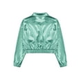 thumbnail image 4 of iiniim Girls Kids Sequins Hip Hop Jazz Outerwear Shiny Metallic Bomber Jacket Coat Disco Party Light Green 12, 4 of 7